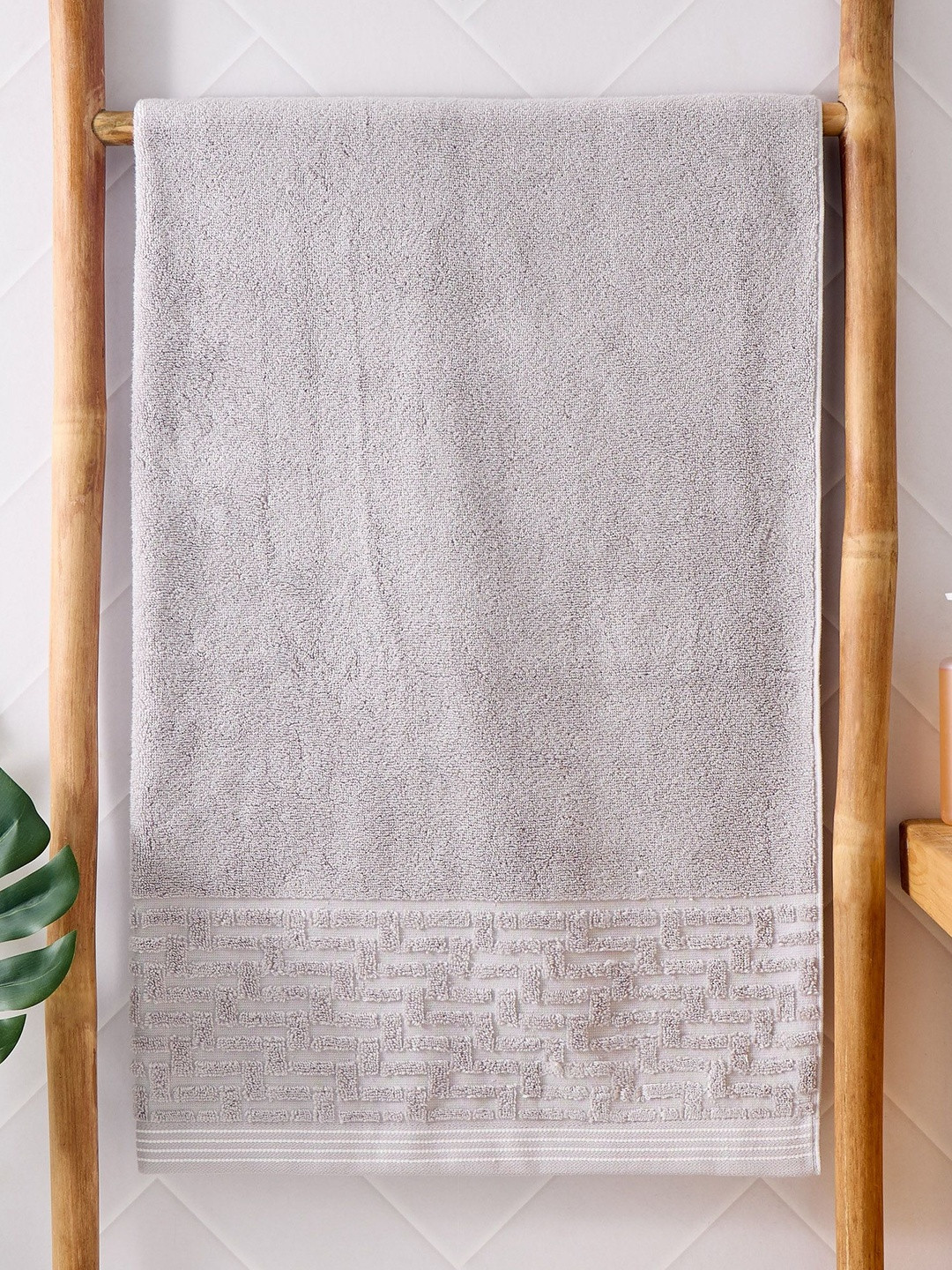 Home Centre Grey Cotton 500 GSM Quick Dry Adult Bath Towel 1.40 m x 70 cm