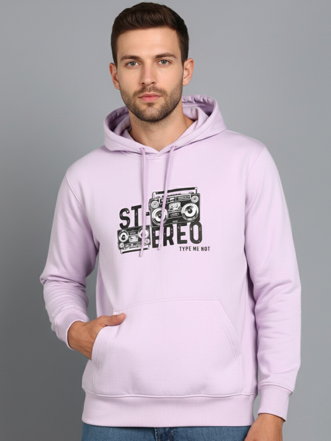 Alan Jones Thpography Printed Hooded Pullover Sweatshirt