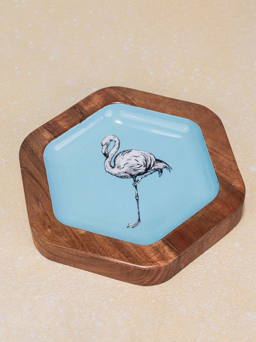 Ireka Homes Blue & Brown Wooden Easy to Clean Pentingo Serving Platter