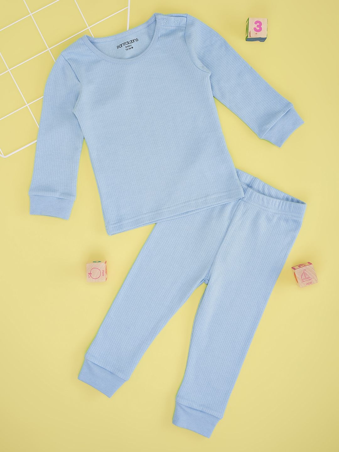 Pantaloons Baby Boys Round Neck Ribbed Thermal Set