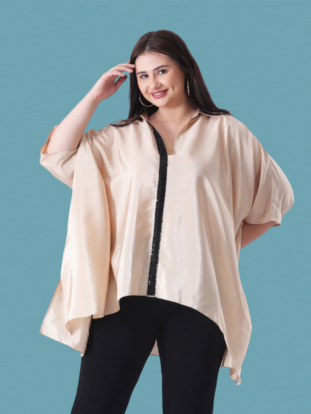 Qurvii+ Women Relaxed Fit Kaftan shirt