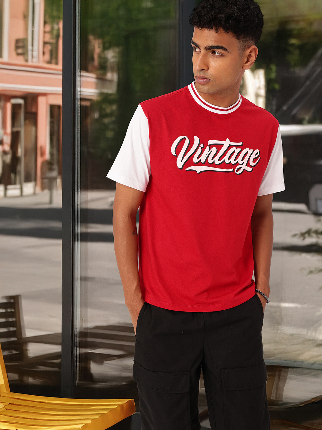 glitchez Regular Fit Varsity Style T-shirt