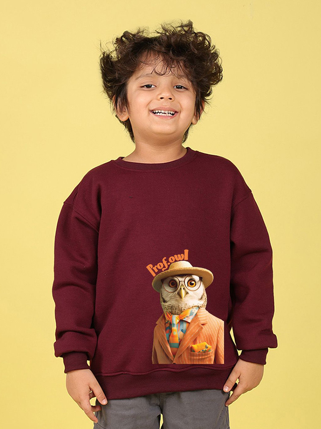 NUSYL Boys Prof.owl Text Printed Oversized Sweatshirt