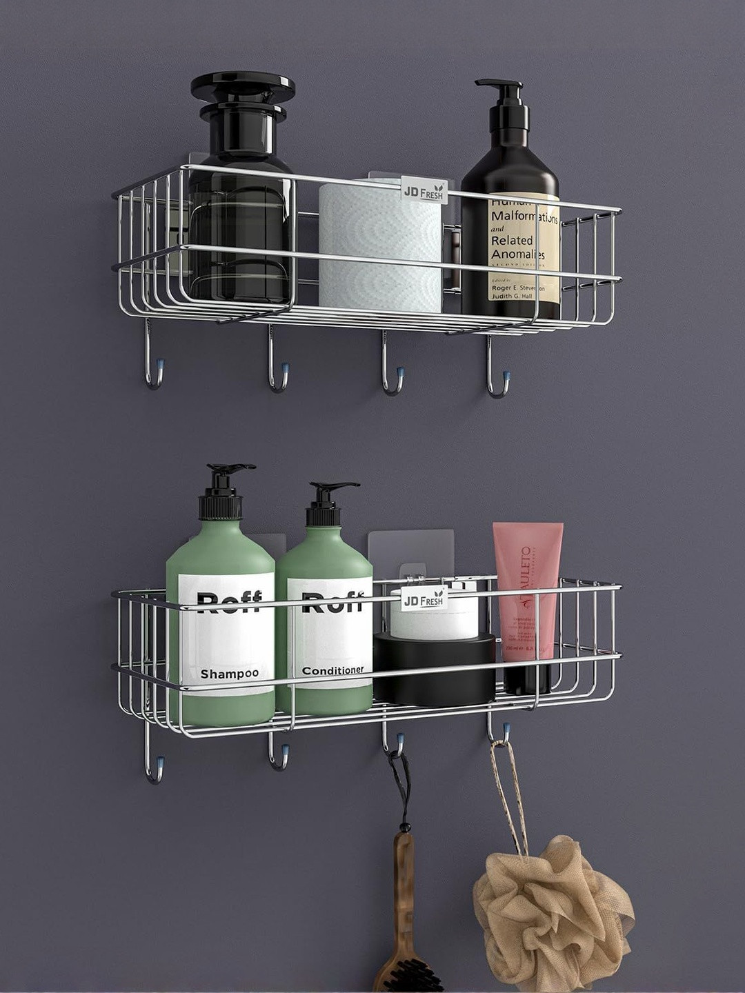 JD FRESH Silver-Toned 2 Pieces Water Resistant Multi-Utility Organisers