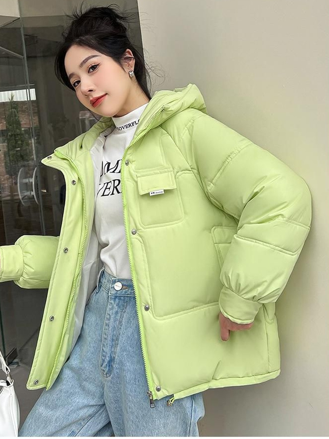 DressBerry Hooded Straight Puffer Jacket