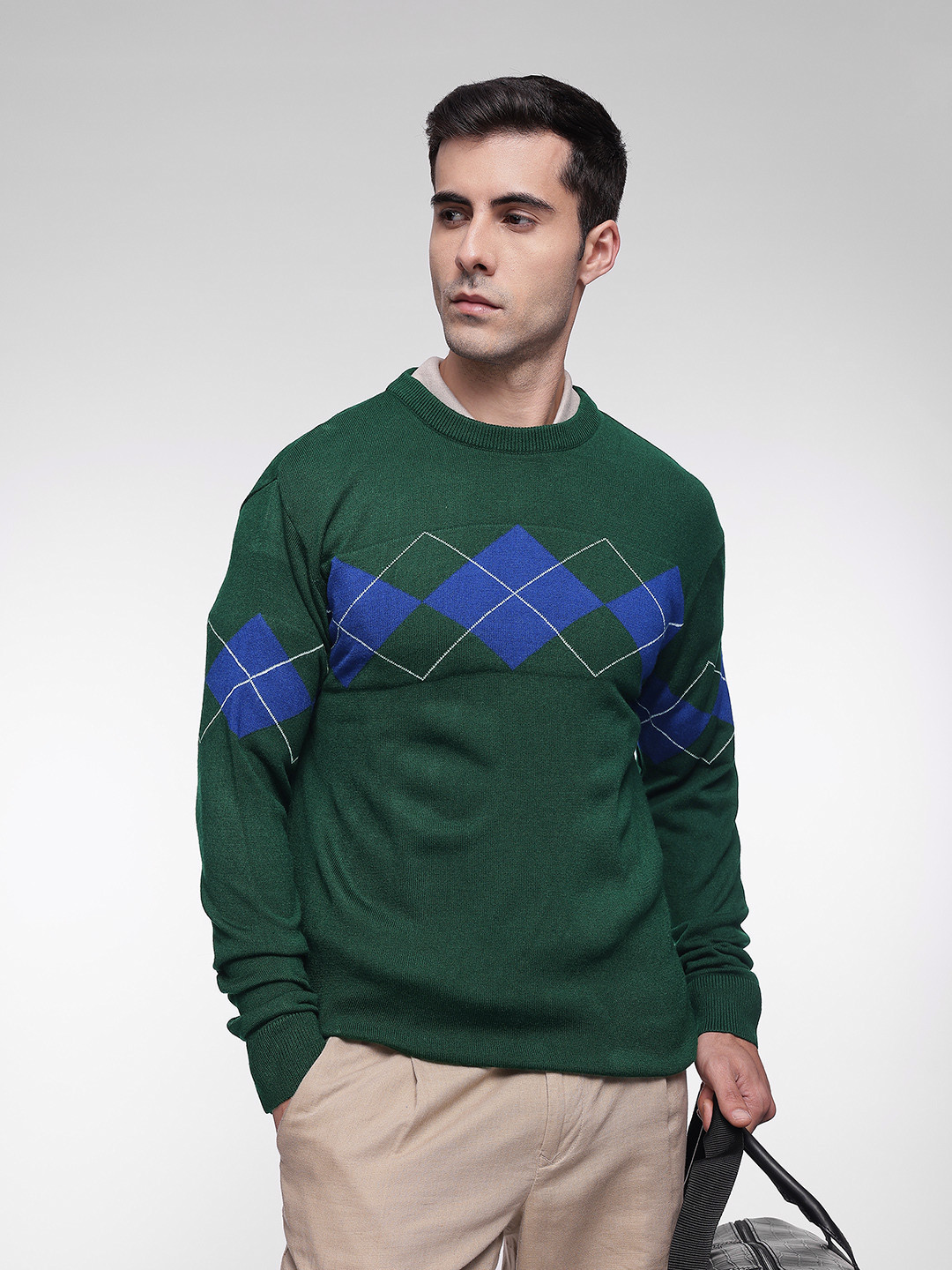 French Connection Argyle Pattern Pullover Sweater