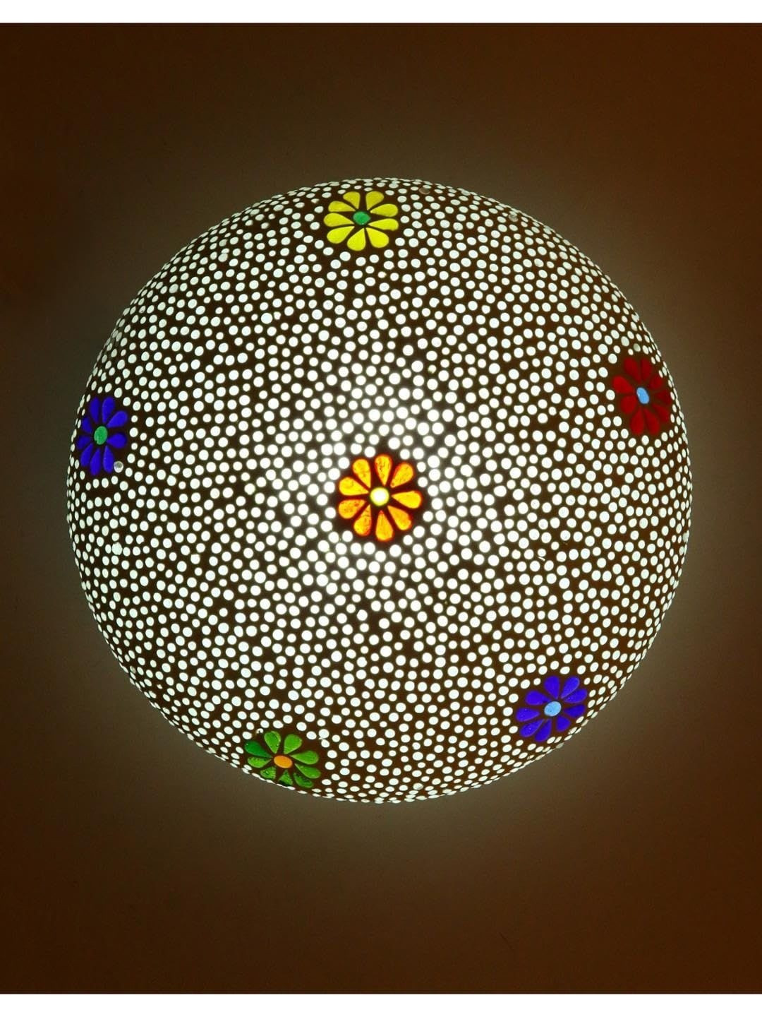 1ST TIME White And Yellow Textured Spherical Shaped Ceiling Lamp