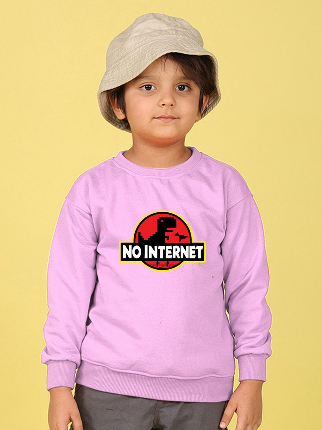 NUSYL Boys No Internet Text Printed Oversized Sweatshirt