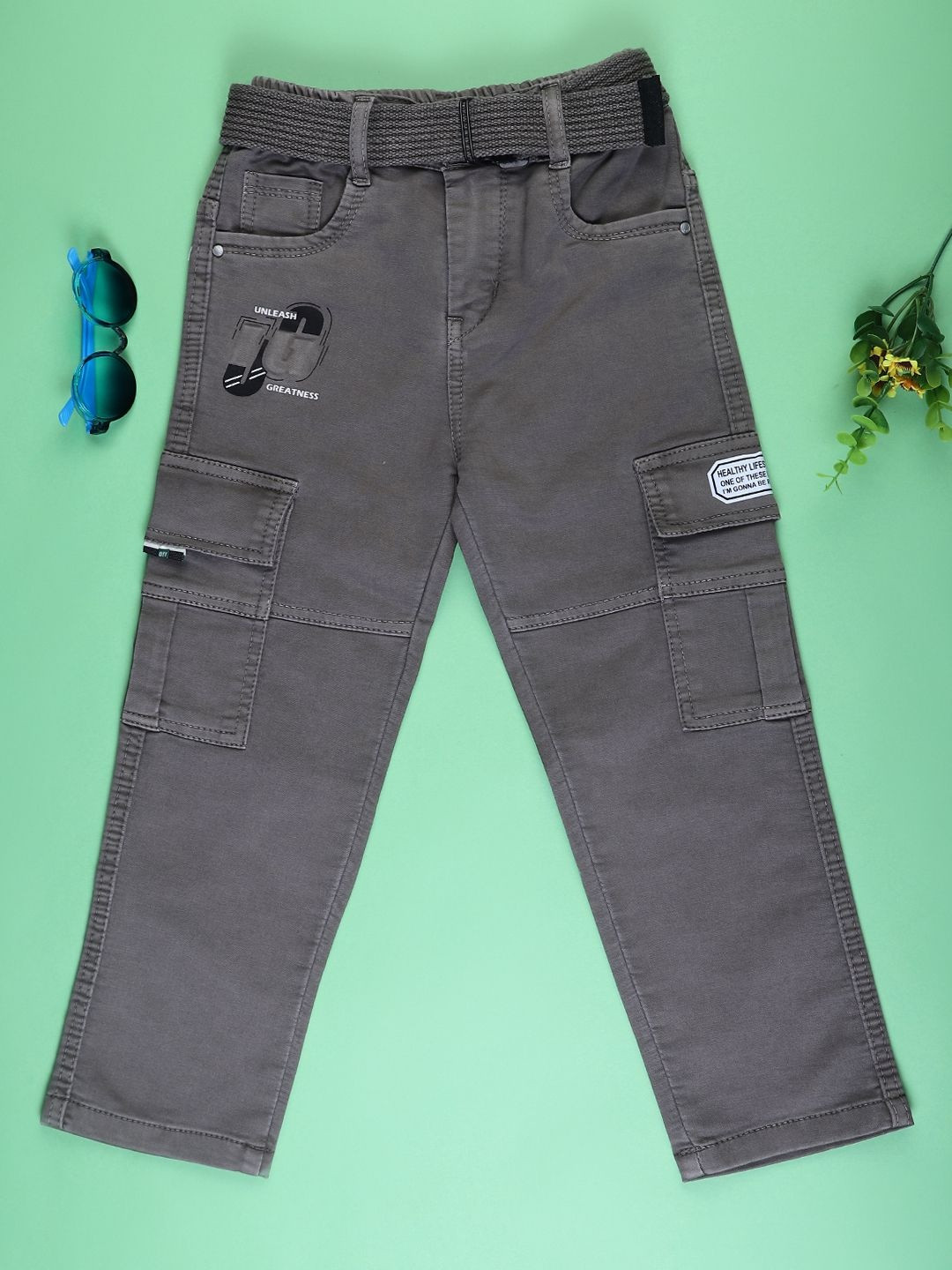 V-Mart Boys Cotton Regular Fit Mid-Rise Ripped Stretchable Cargo Styles Jeans