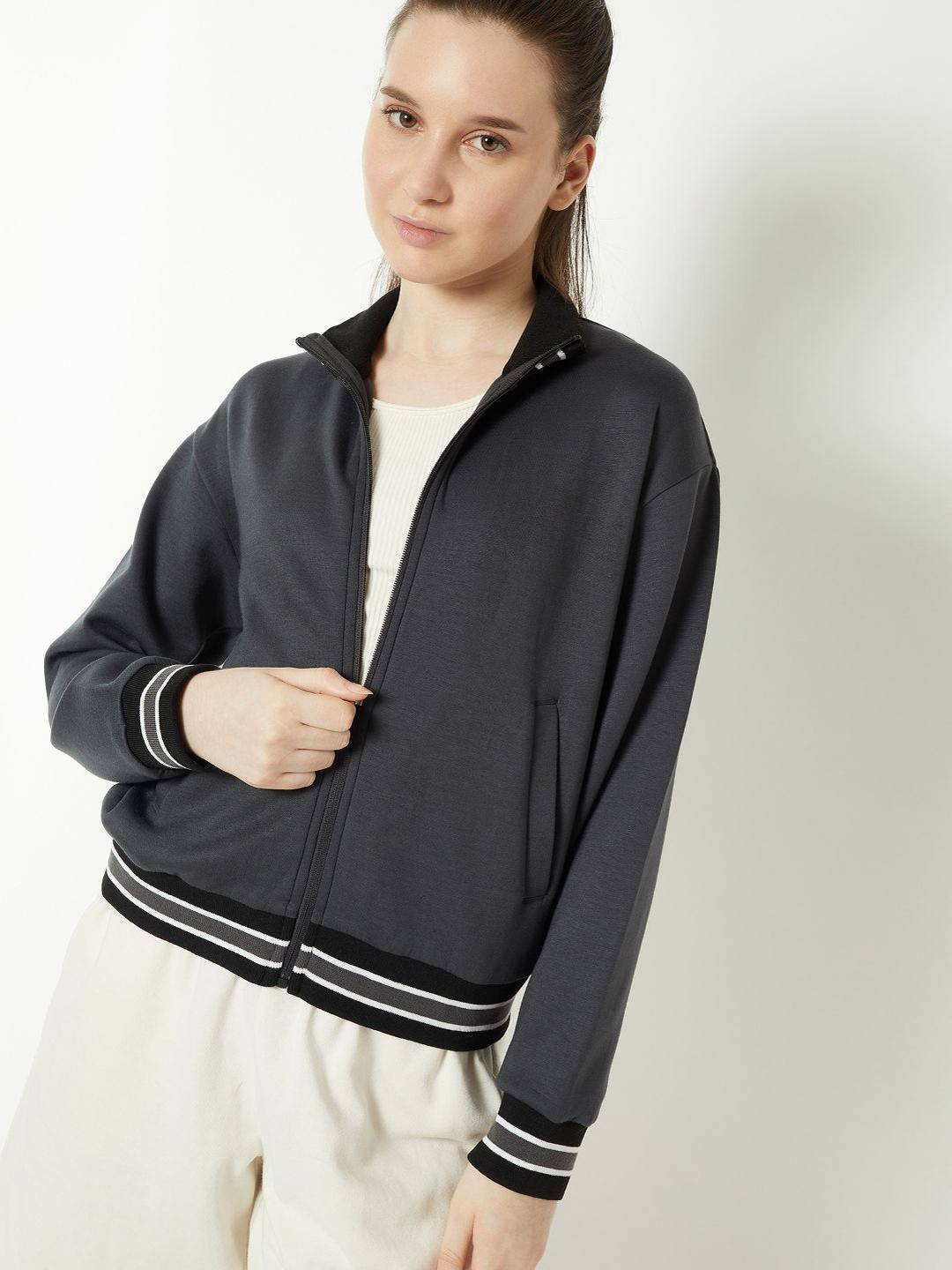 max Women Colourblocked Bomber Jacket