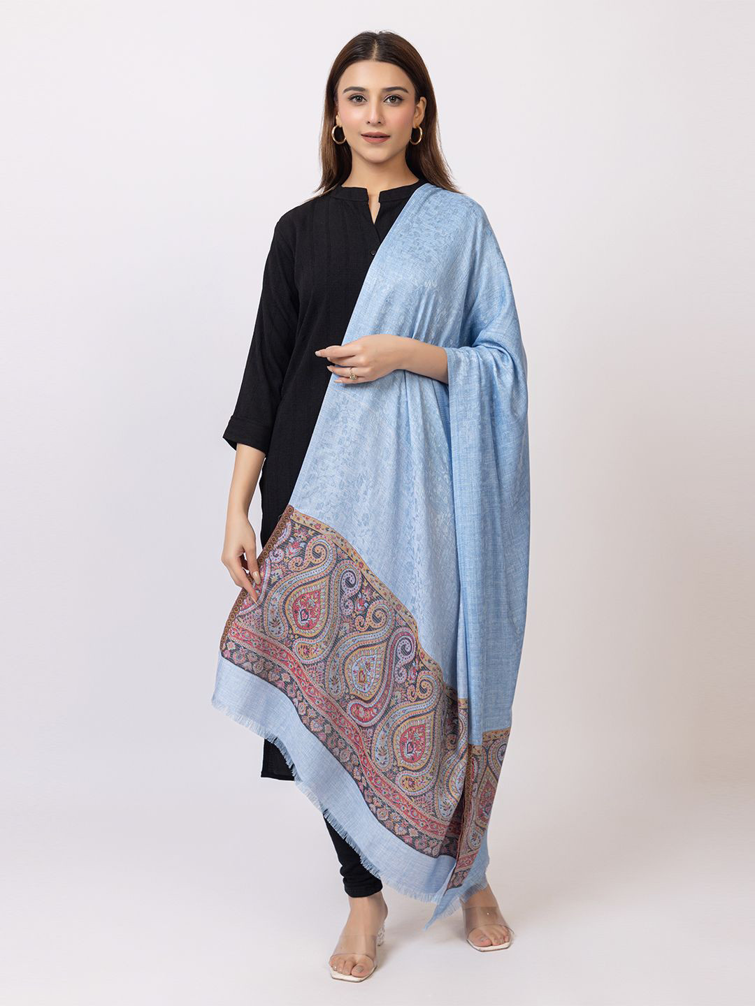 TILLAARI Women Paisley Border Woven Design Stole