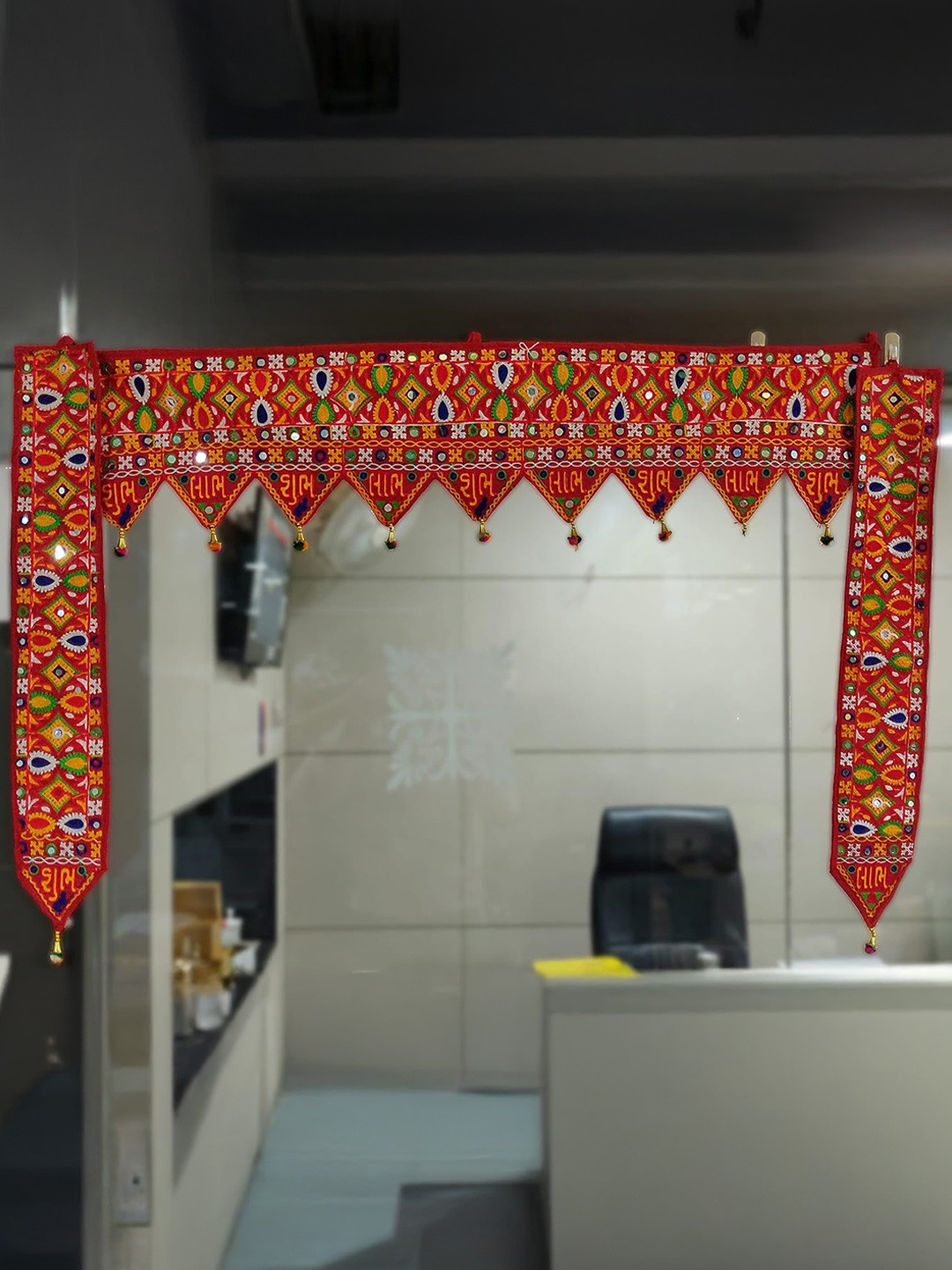 CraftVatika Red & Yellow Embellished Door Bandhanwar Toran