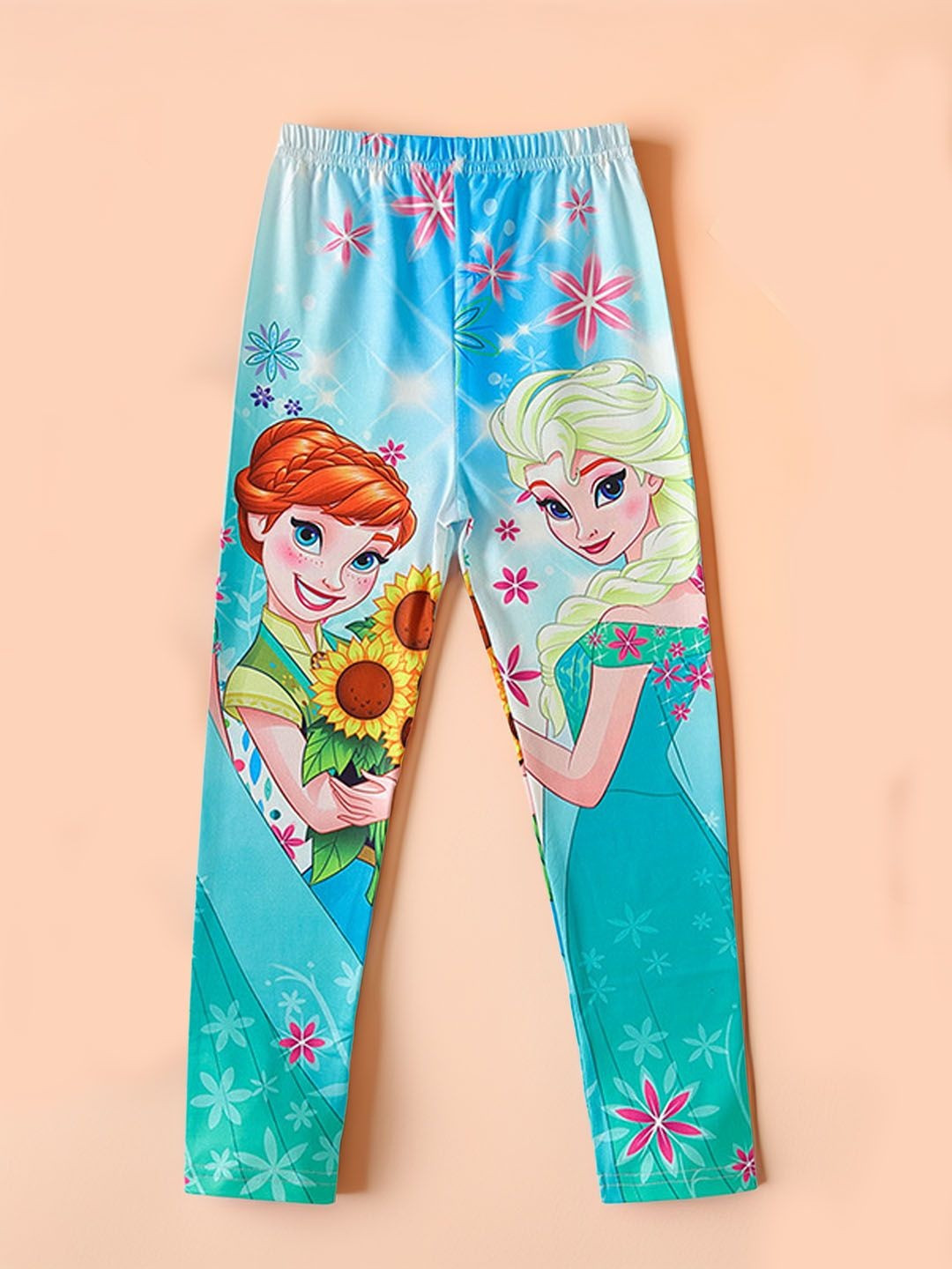 Xsole Girls Floral Printed Slip-On Mid-Rise Flat-Front Parallel Trousers