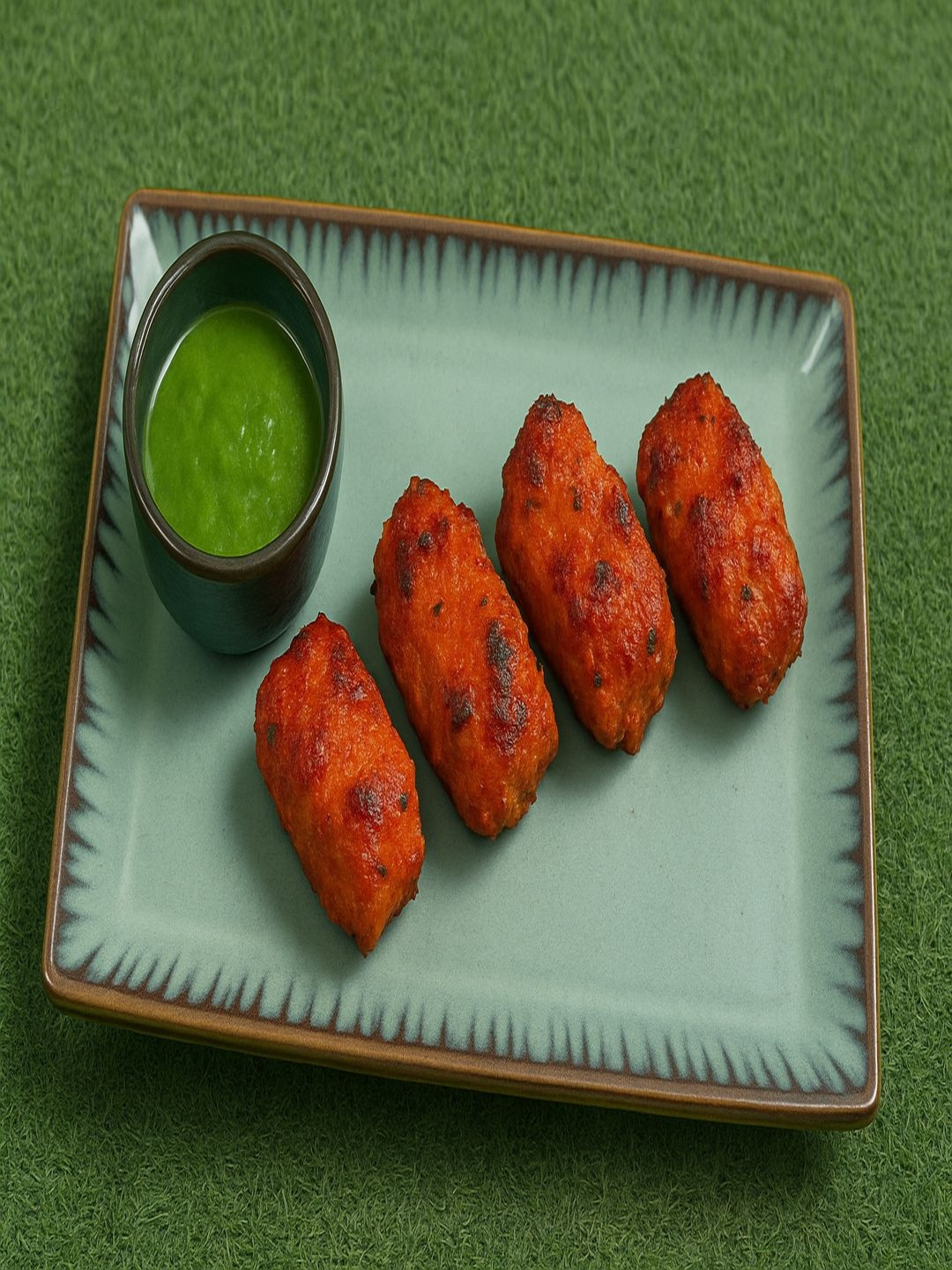 CHRONIC DECOR Sea-Green & Brown Ceramic Platters Tray