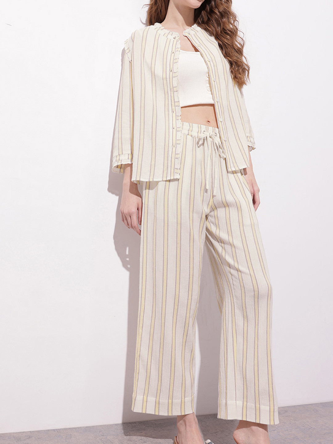 glitchez Striped Ruffled Detail Co-Ords