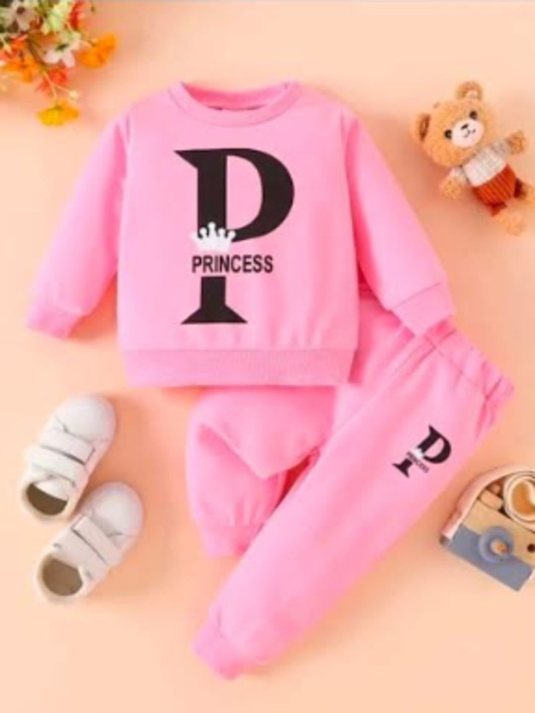 MALTOSH FASHION Infant Girls Printed Round Neck Sweatshirt With Trousers