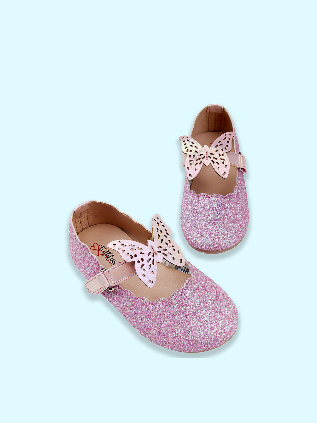 toothless Girls Pink Butterfly Embellished Mary Jane