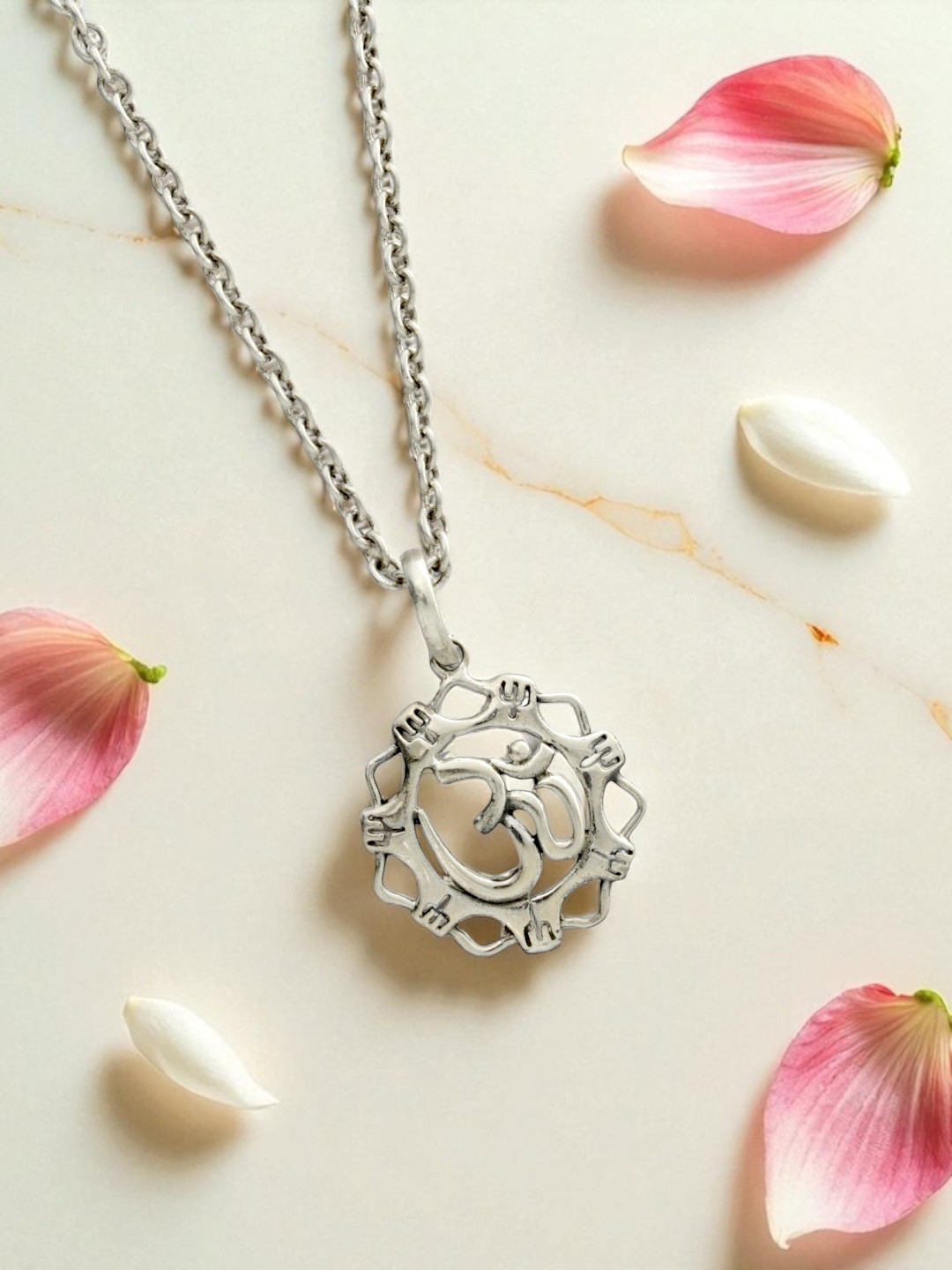 Azita 925 Sterling Silver Divine Om in flower Pendant