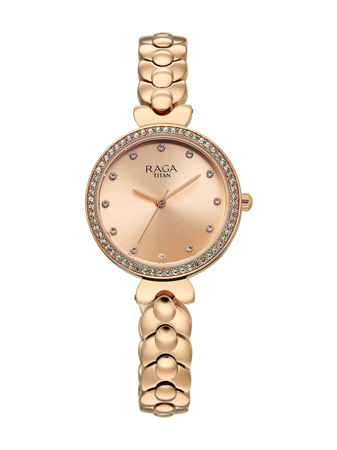 Titan Women's Raga Showstopper 4.0  Quartz Rose Gold Round Dial Watch - 95357WM01