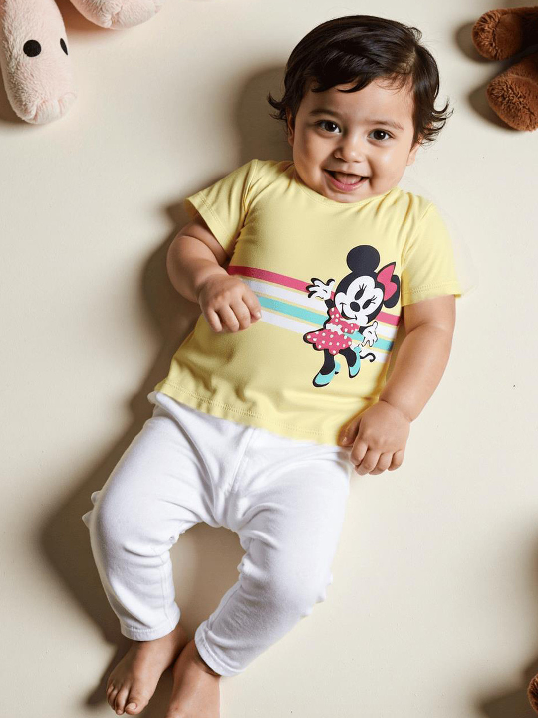 Nauti Nati Girls Minnie Mouse Graphic Cotton Top Half Sleeves