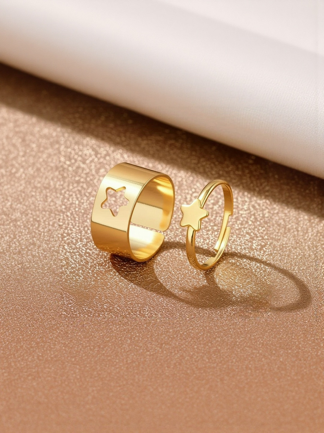 DressBerry Set Of 2 Gold-Plated Couple Finger Rings