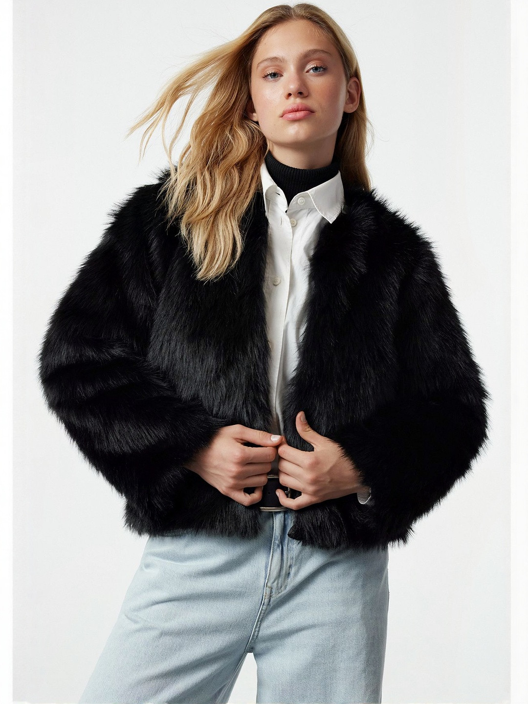 Trendyol Collarless Straight Jacket