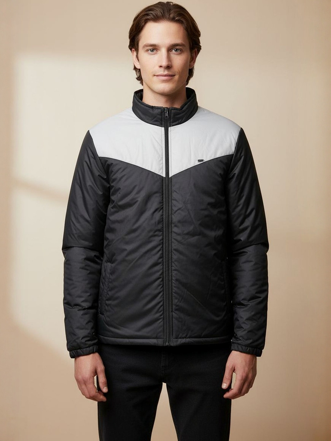 The Roadster Lifestyle Co. Men Mock Collar Colourblocked Insulator Padded Jacket