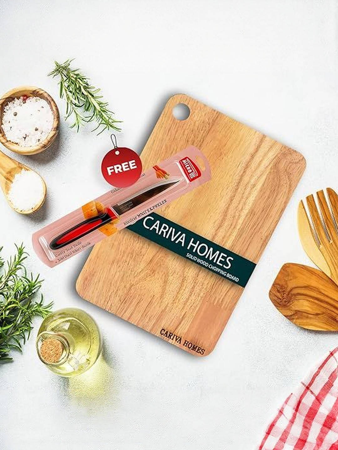 CARIVA HOMES Beige Wooden Chopping Board