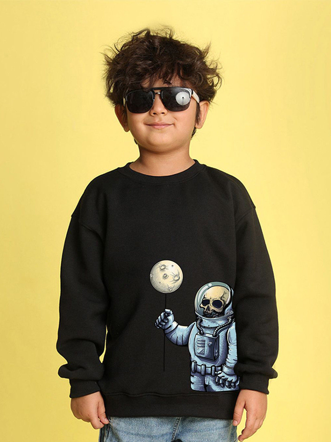 NUSYL Boys Space Astronaut Text Printed Feather Soft Oversized Sweatshirt