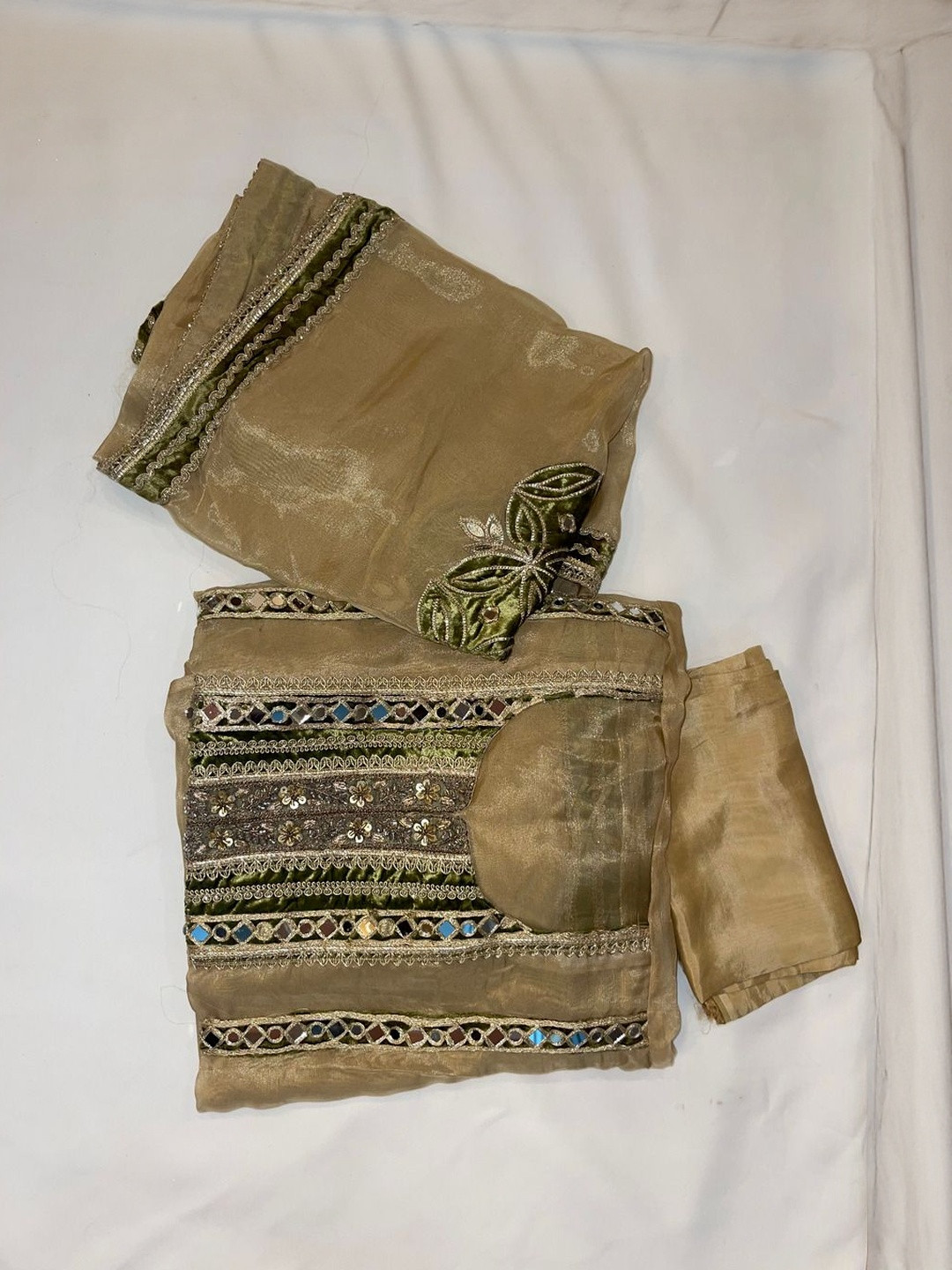 NEE DESIGNSS Woven Design Embroidered Organza Unstitched Dress Material