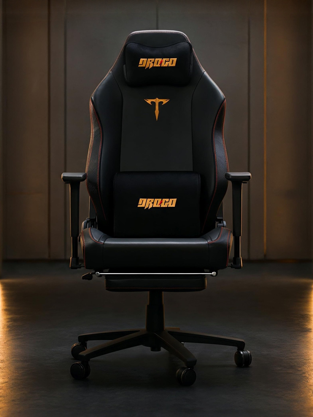 DROGO Black & Yellow 360 Degree Rotation Backrest Adjustable Durable Leather Gaming Chair