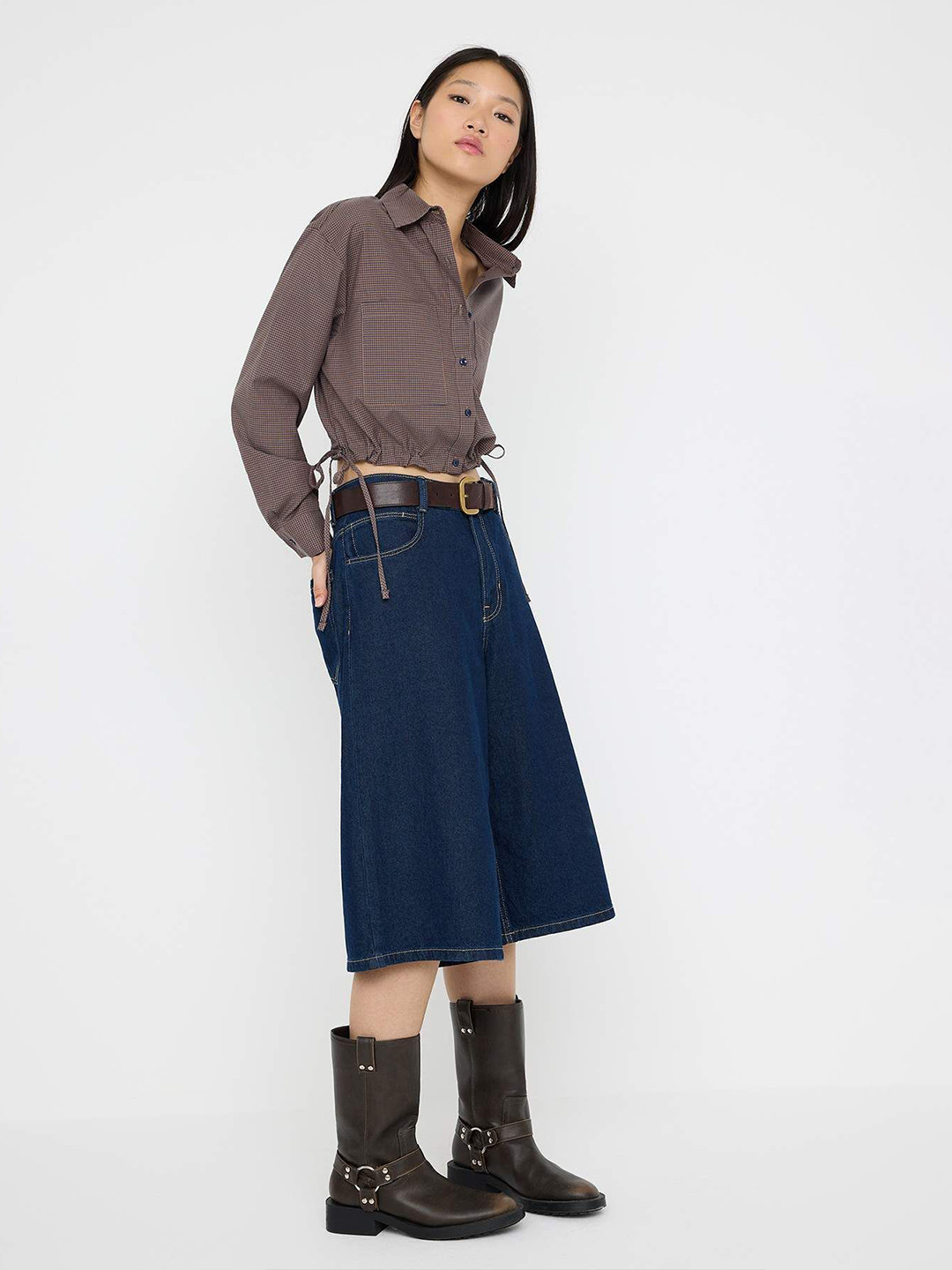 Trendyol Women Micro Checks Checked Casual Shirt