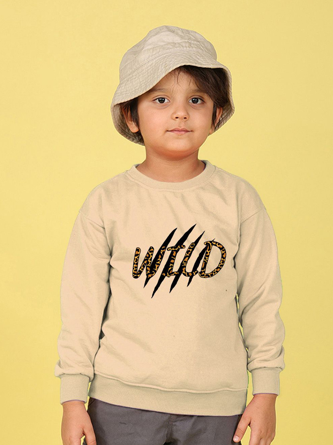 NUSYL Boys Wild Text Printed Oversized Sweatshirt