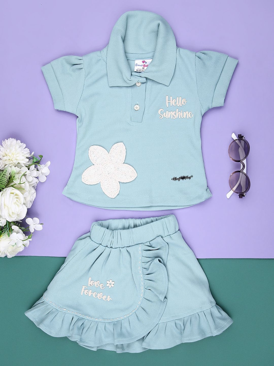 V-Mart Girls Infact Printed T-shirt With Skirt