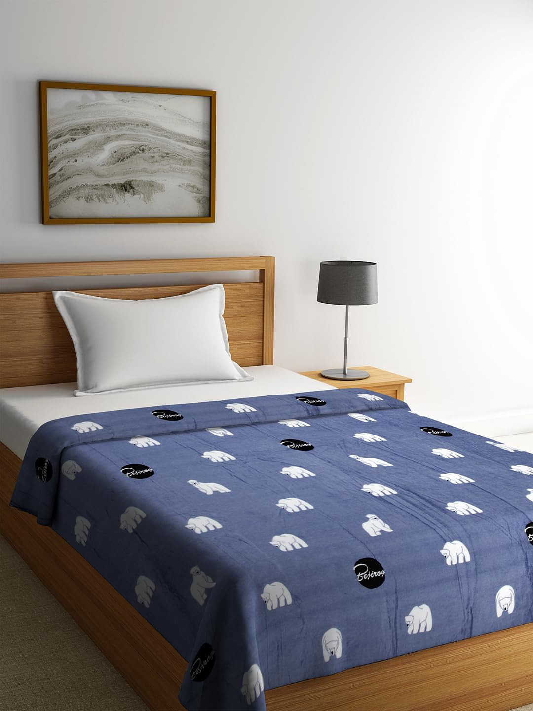 Cortina Grey Ethnic Motifs AC Room 250 GSM Single Bed Blanket