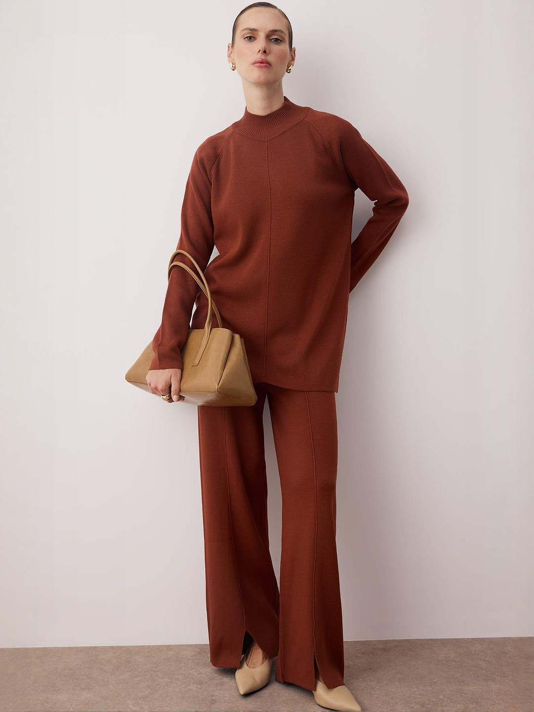Trendyol Mandarin-Neck Long-Sleeve Sweater With Trouser