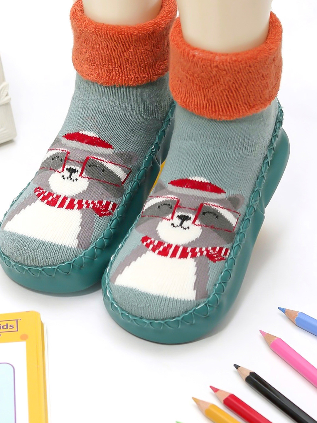 Yellow Bee Printed Anti-Skid Leather Sole Shoe Socks