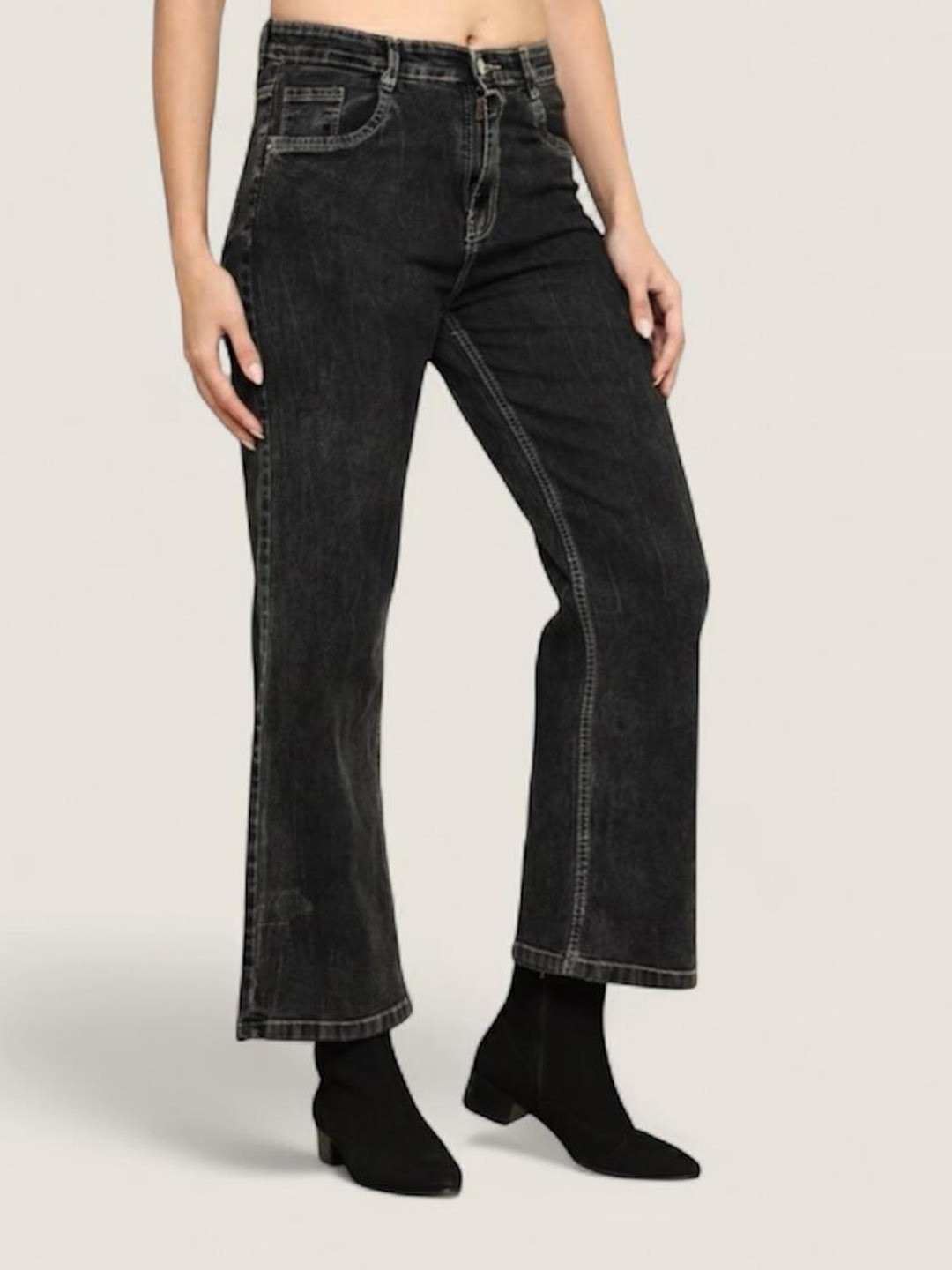 Angelo Women Mid-Rise Light Fade Stretchable Wide Leg Jeans