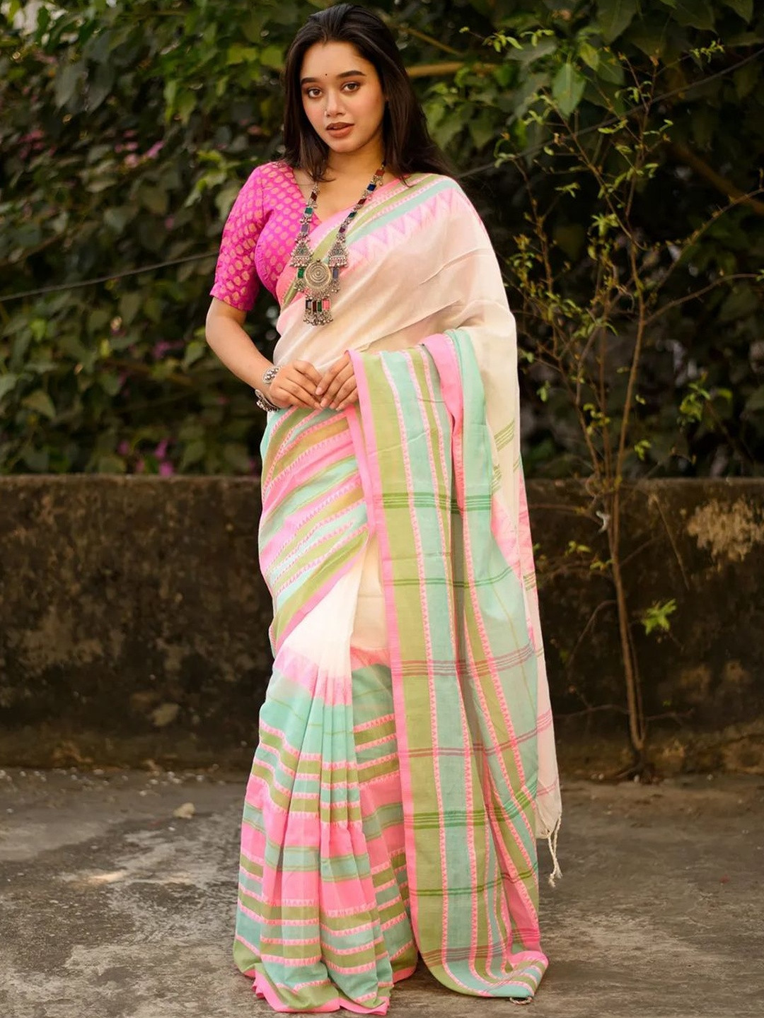 Aparna Striped Pure Cotton Handloom Khadi Saree