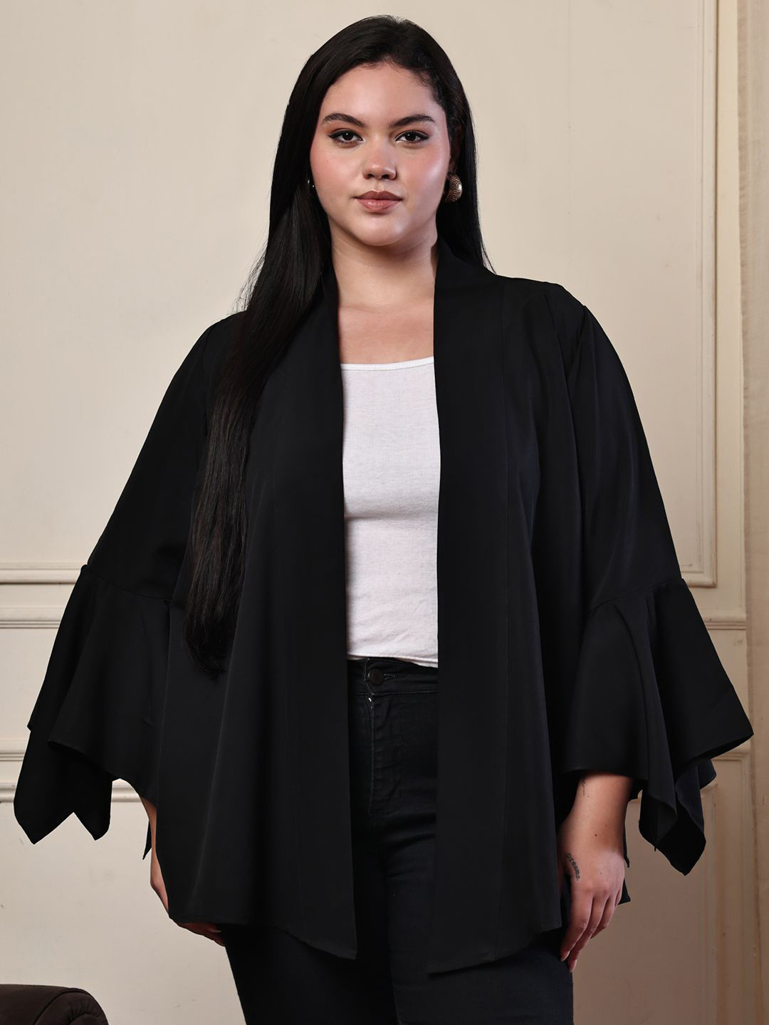 theRebelinme V-Neck Open Front Long Sleeves Shrug