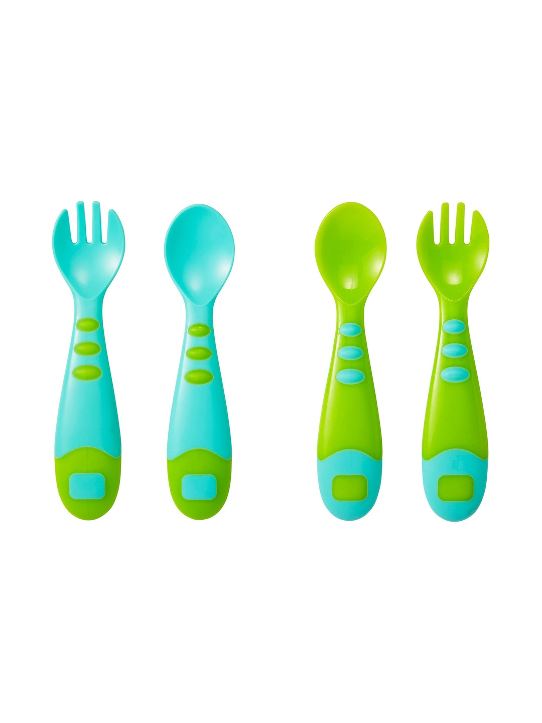 mothercare Boys Pack Of 4 Easy Grip Spoon & Fork