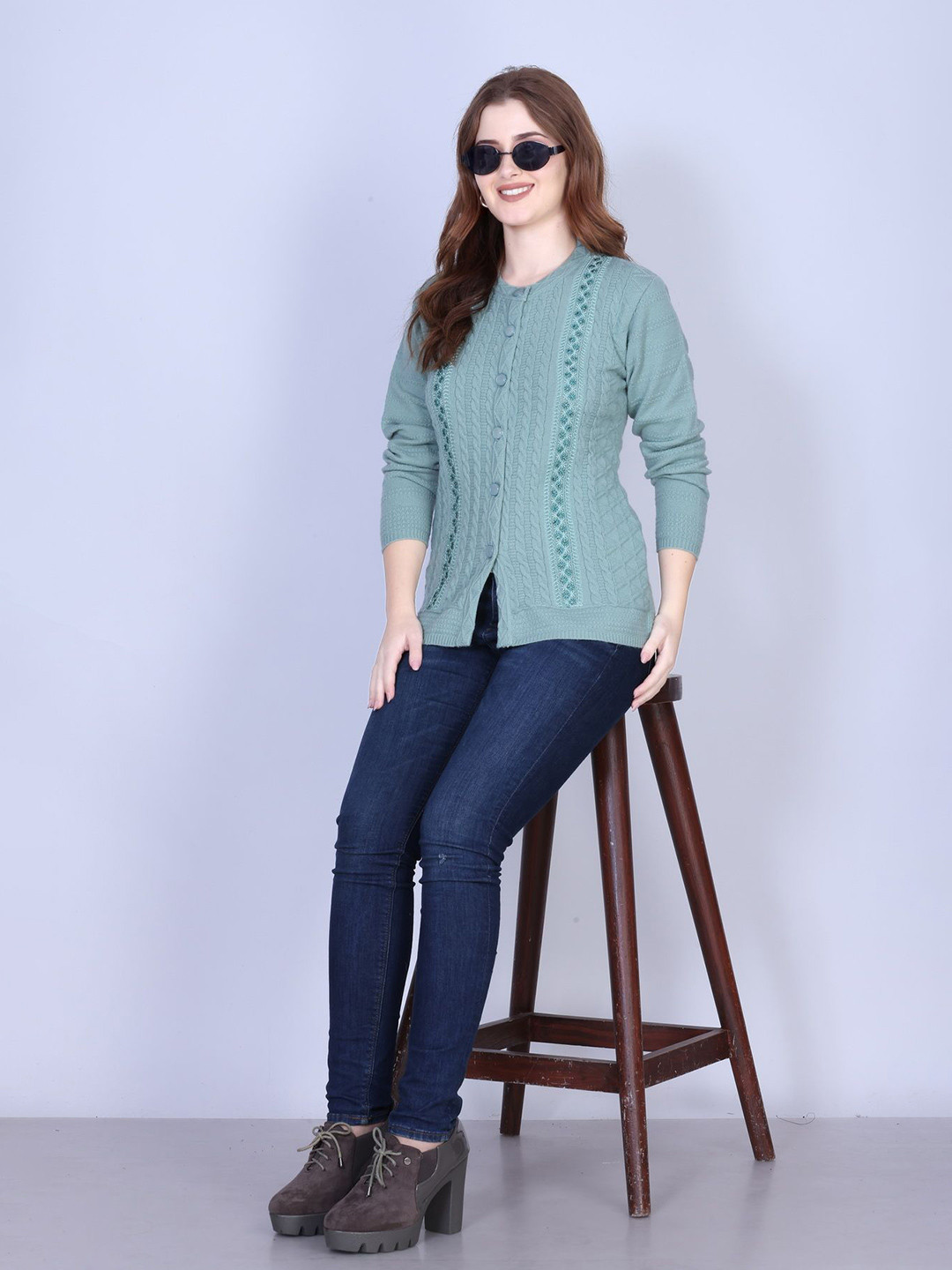 SOSHAGUN OSWAL Women Woollen Cardigan Sweaters