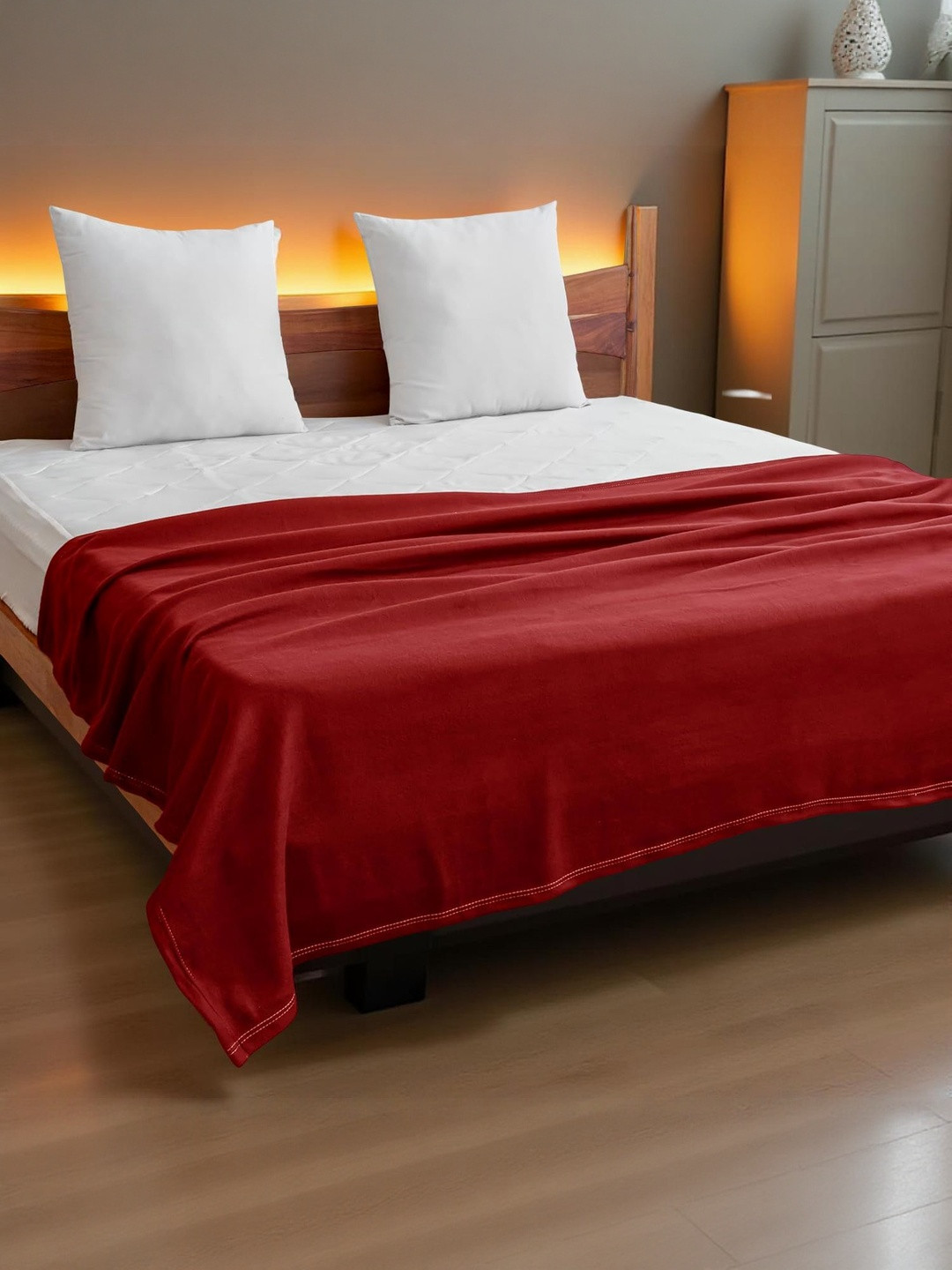 Aura Red Breathable 120 GSM Mild Winter Blanket