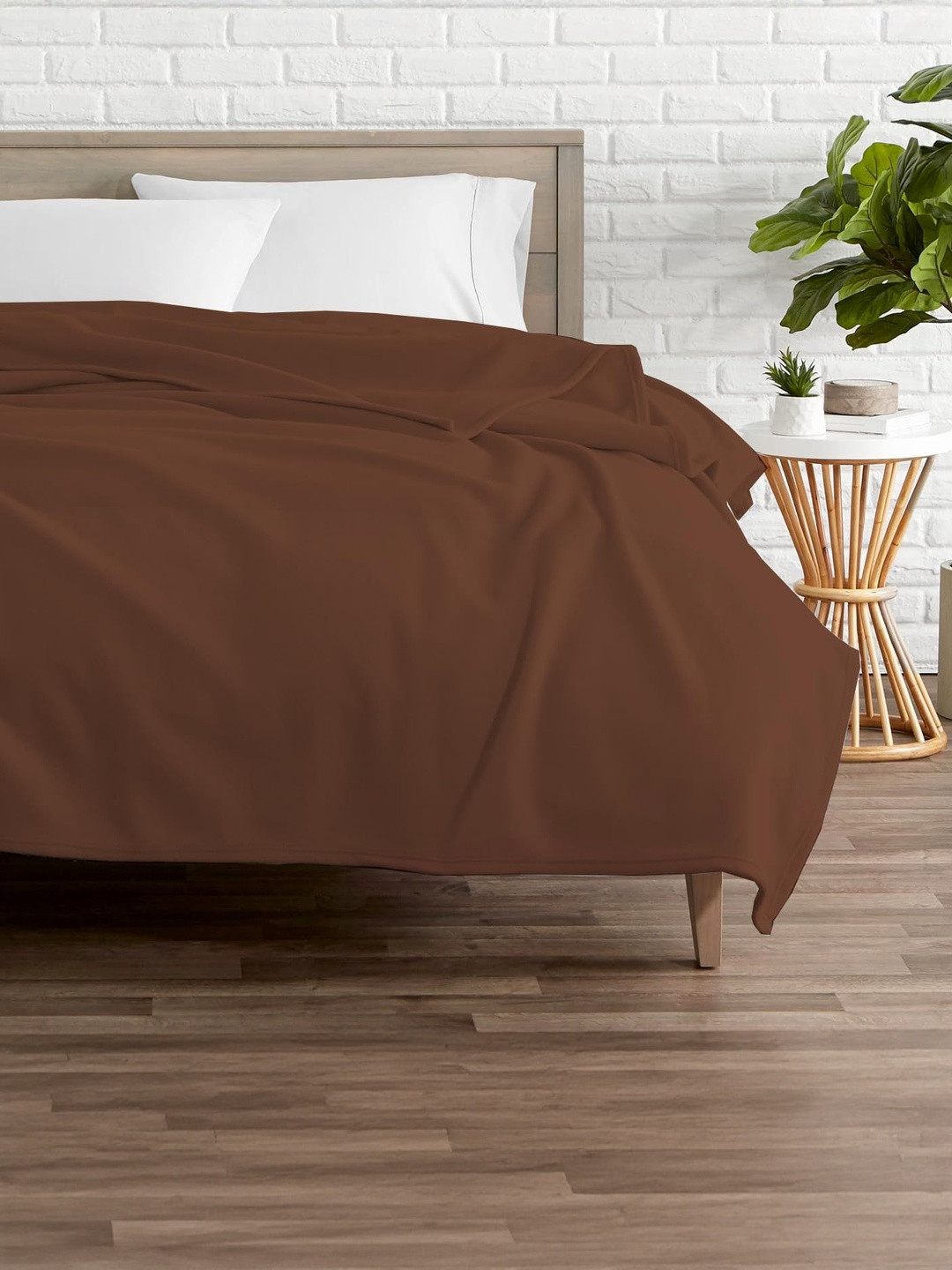 Aura Solid Polar Coffee Brown Breathable 120 GSM Mild Winter Blanket