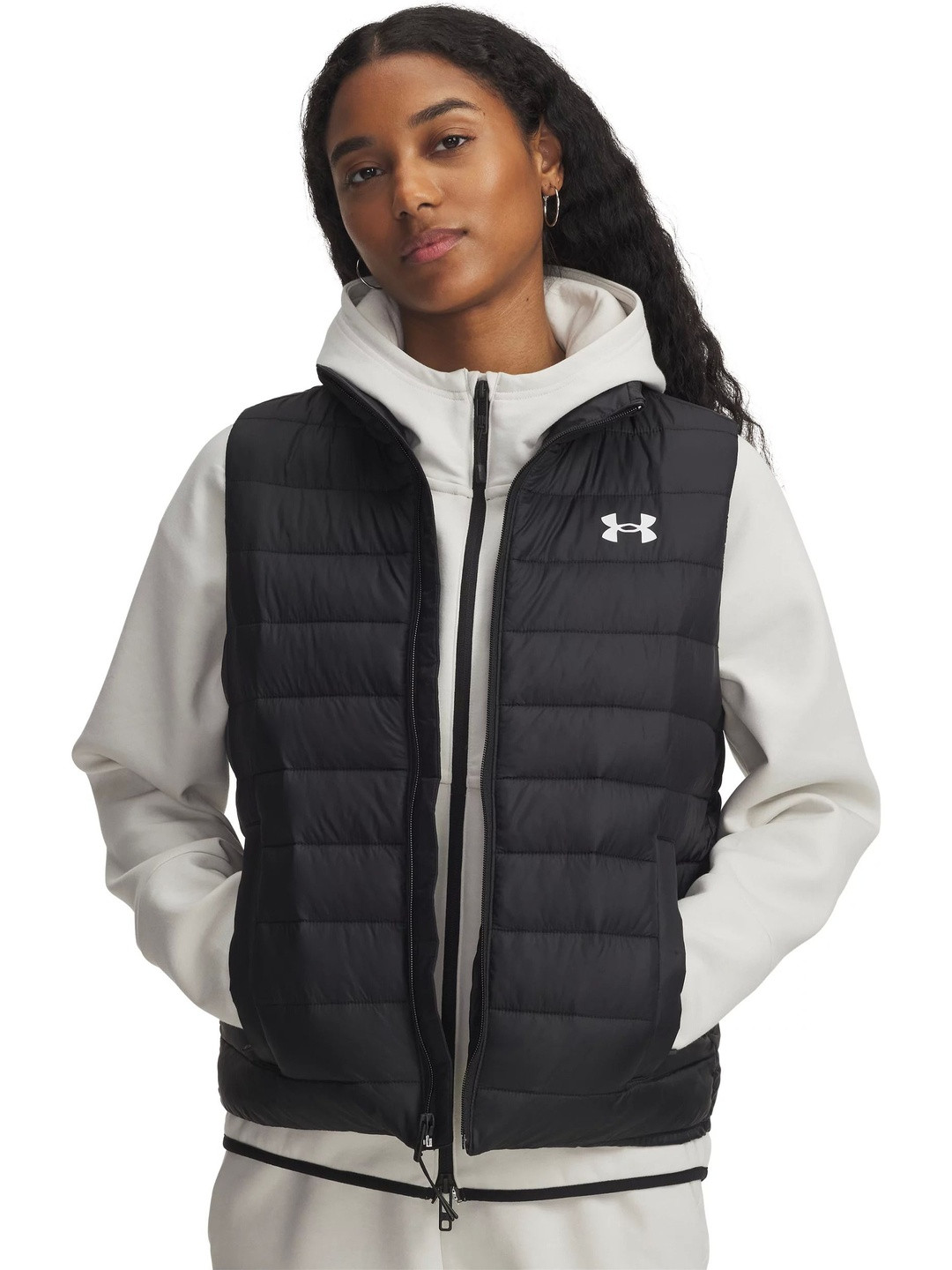 UNDER ARMOUR Women Mock Collar Solid Gilet Jacket