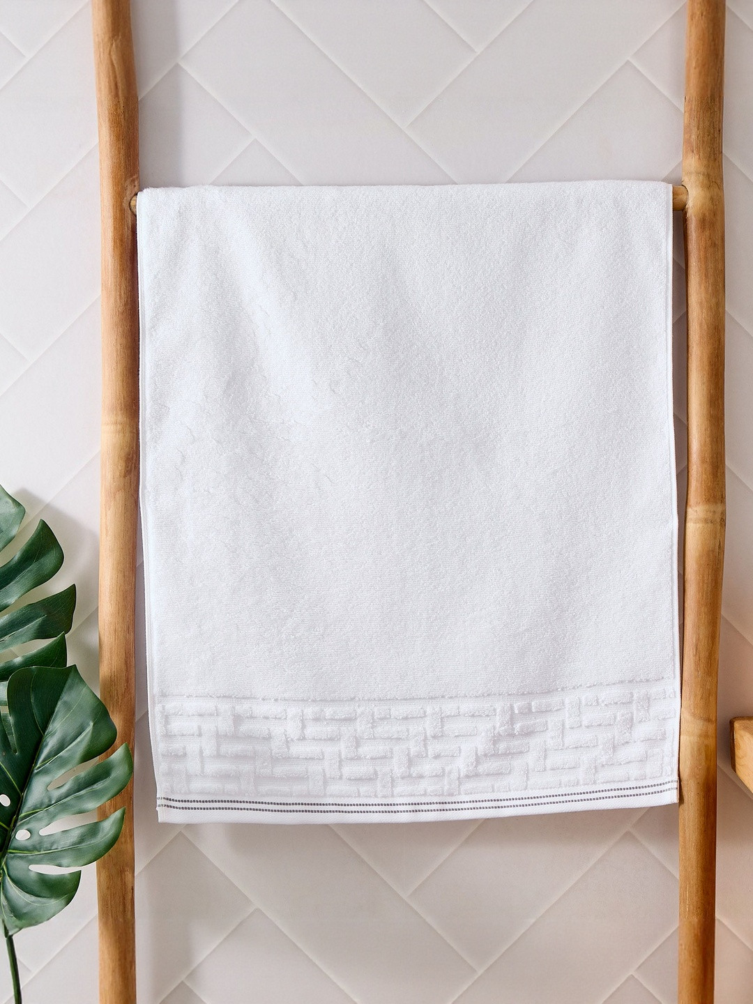 Home Centre Fiesta Donald Grey Self Design 120 GSM Cotton Hand Towel