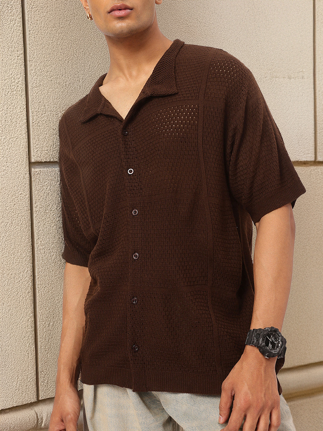 glitchez Off-Duty Texture Relaxed Fit Shirt