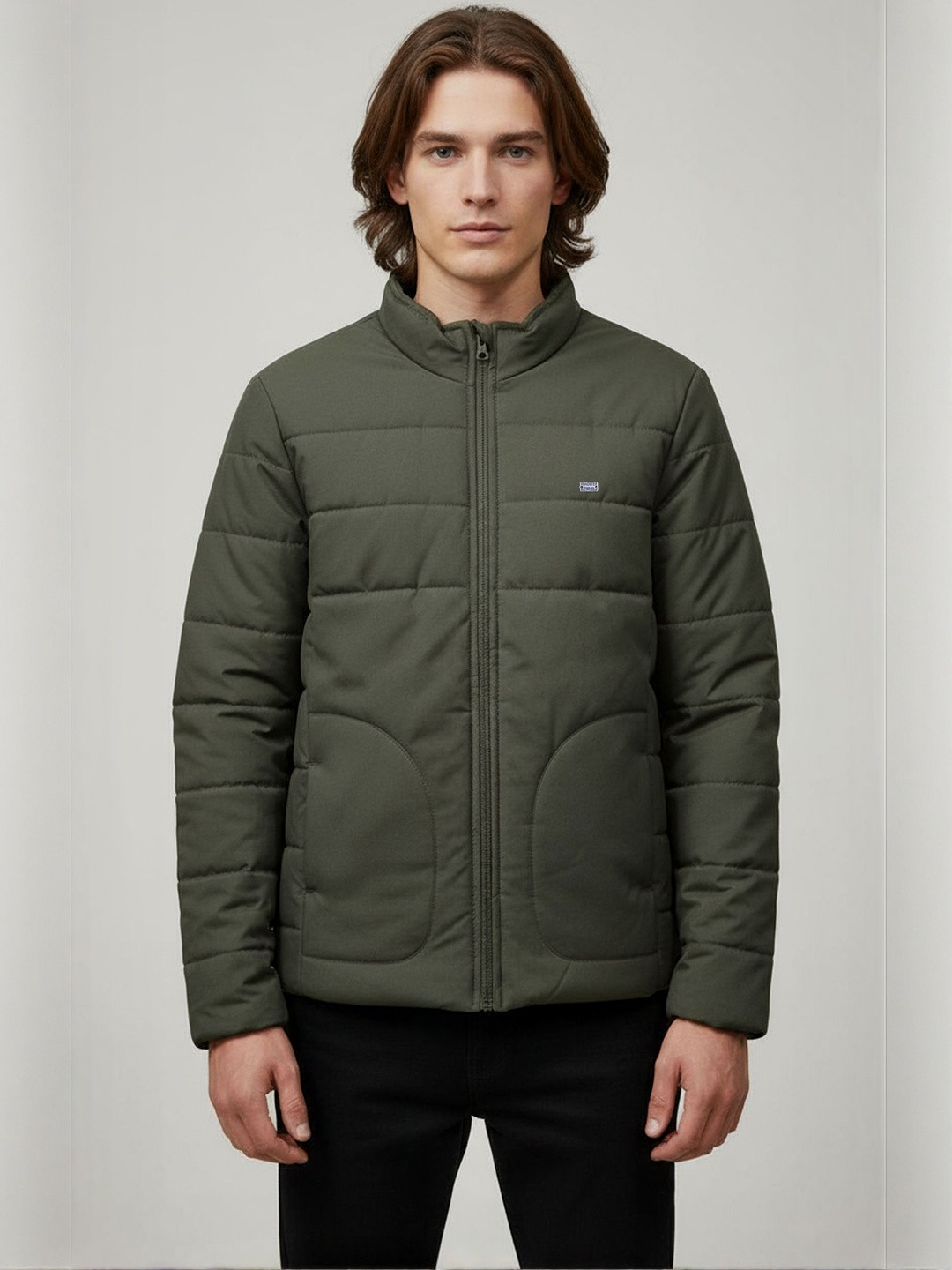 The Roadster Lifestyle Co. Men Mock Collar Solid Insulator Puffer Jacket