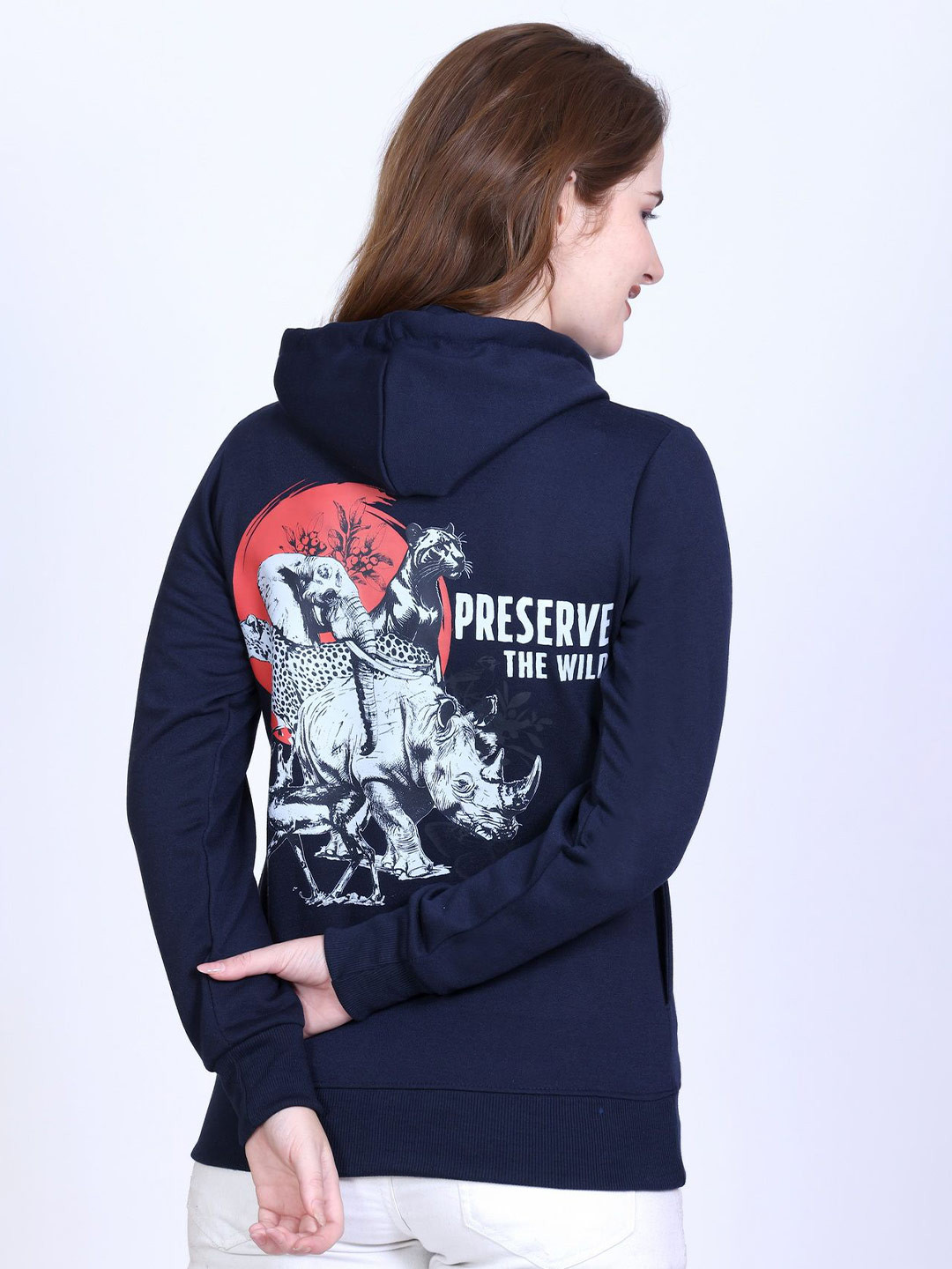 Roadster Women Jurassic park Printed Hooded Long Sleeves Fleece Pullover Sweatshirt