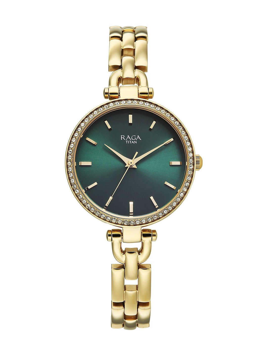 Titan Women's Raga Showstopper 4.0 Quartz Green Round Dial Watch - 95345YM01